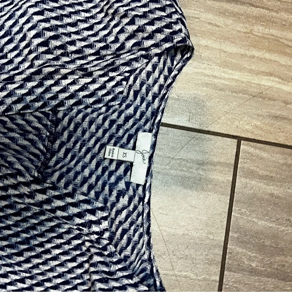 Joie Black White Silk Geometric Print Blouse Size XS